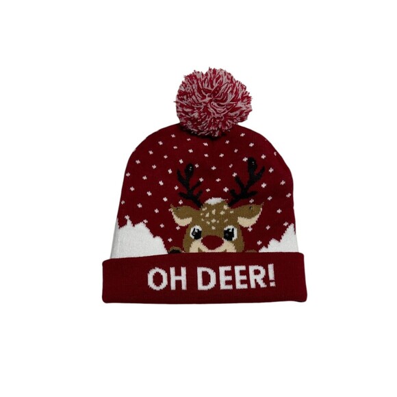 Christmas Beanie Hat “Oh Deer” Light Up Hat Unisex Adult - Picture 4 of 9